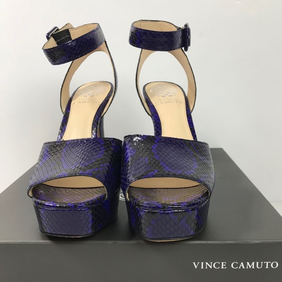 New Vince Camuto womens platform heels size 10 snakeskin leather ankle strap - Picture 2 of 7